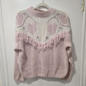 Vintage 80s Allison Brittney Pink Knit Sweater